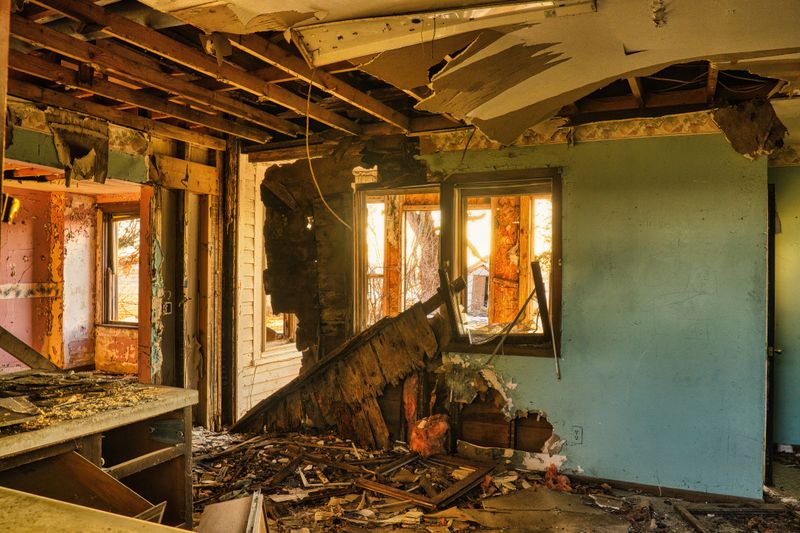 Fire and smoke damaged interior